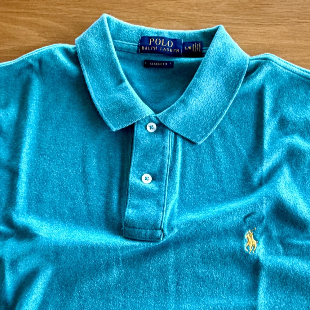 Polo by Ralph Lauren Men’s Turquoise Polo with Yellow Pony - Picture 3 of 6